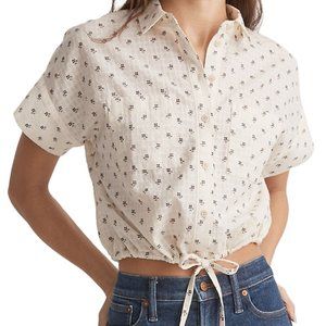 Cropped floral Madewell blouse - Cream